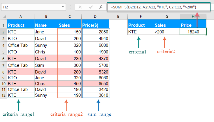 دوال الجمع في Excel