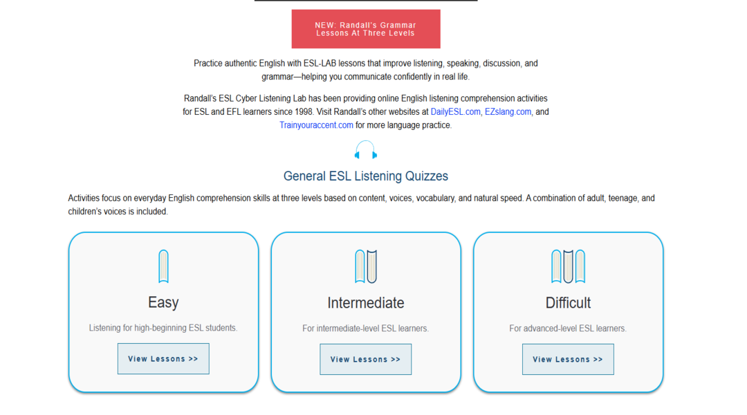 موقع Randall's ESL Cyber Listening Lab